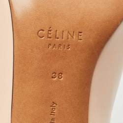 مملوكة مسبقًا Celine Beige Leather V Neck Pointed Toe Pumps Size 38