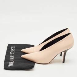 مملوكة مسبقًا Celine Beige Leather V Neck Pointed Toe Pumps Size 38