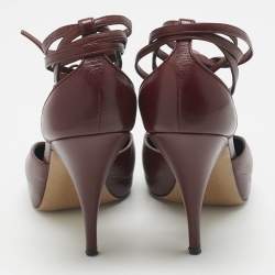 مملوكة مسبقًا حذاء كعب عالي سيلين جلد بورغندي للخروج ليلاً مقاس 38.5