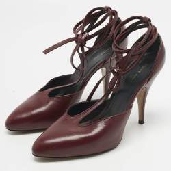 مملوكة مسبقًا حذاء كعب عالي سيلين جلد بورغندي للخروج ليلاً مقاس 38.5