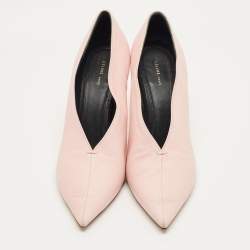 Pre Owned Celine Pink Leather V Neck Nappa Pumps Size 39.5