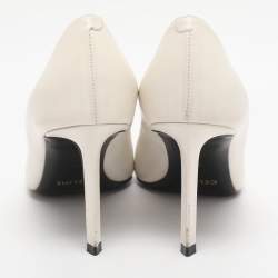 Pre Owned Celine White Leather Pointed Toe Pumps Size 35