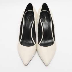 Pre Owned Celine White Leather Pointed Toe Pumps Size 35