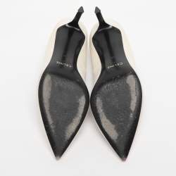 Pre Owned Celine White Leather Pointed Toe Pumps Size 35