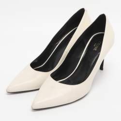 Pre Owned Celine White Leather Pointed Toe Pumps Size 35