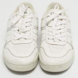 Pre Owned Celine White Leather Lace Up Sneakers Size 39