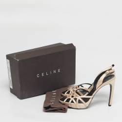 Pre Owned Celine Cream Satin Ankle Strap Sandals Size 40