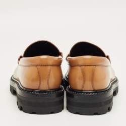Pre Owned Celine Brown Leather Chunky Loafers Size 38