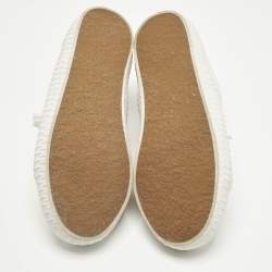 Pre Owned Celine White/Red Canvas and Leather Colorblock Pattern Low Top Sneakers Size 38