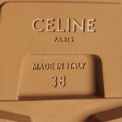 Pre Owned Celine Orange Canvas Patapans Lace Up Ankle Boots Size 38