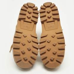 Pre Owned Celine Orange Canvas Patapans Lace Up Ankle Boots Size 38