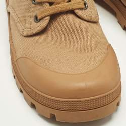 Pre Owned Celine Orange Canvas Patapans Lace Up Ankle Boots Size 38