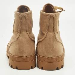 Pre Owned Celine Orange Canvas Patapans Lace Up Ankle Boots Size 38