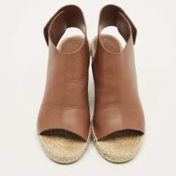 مملوكة مسبقًا Celine Size 40 Brown Leather Espadrille Wedge Sandals