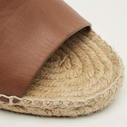 مملوكة مسبقًا Celine Size 40 Brown Leather Espadrille Wedge Sandals