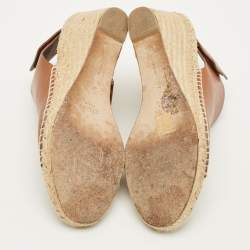 مملوكة مسبقًا Celine Size 40 Brown Leather Espadrille Wedge Sandals