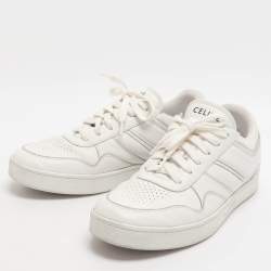 Pre Owned حذاء رياضي سيلين جلد أبيض برباط مقاس 39