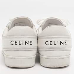 Pre Owned حذاء رياضي سيلين جلد أبيض برباط مقاس 39