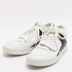 Pre Owned Celine CT-02 Size 38 White/Black Leather Lace Up Sneakers