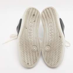 Pre Owned Celine CT-02 Size 38 White/Black Leather Lace Up Sneakers