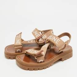 مملوكة مسبقًا Celine Leo Size 37 Beige Canvas Slingback Sandals