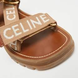 مملوكة مسبقًا Celine Leo Size 37 Beige Canvas Slingback Sandals
