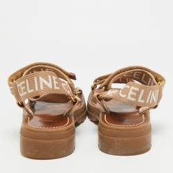 مملوكة مسبقًا Celine Leo Size 37 Beige Canvas Slingback Sandals
