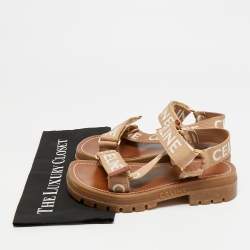 مملوكة مسبقًا Celine Leo Size 37 Beige Canvas Slingback Sandals
