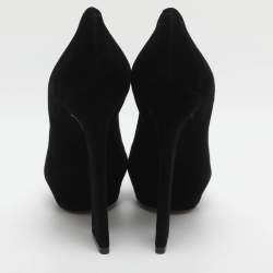 Pre Owned حذاء كعب عالي سيلين سويدي أسود بنعل سميك مقاس 38