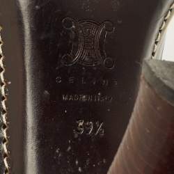 Pre Owned Celine Size 39.5 Brown Leather Tassel Loafer Block Heel Pumps