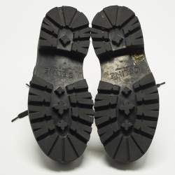 Pre Owned Celine Size 36 Black Canvas and Leather Combat Boots