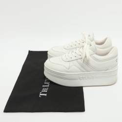 Pre Owned Celine White Leather Platform Lace Up Sneakers Size 37