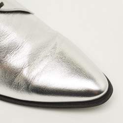 Pre Owned حذاء أوكسفورد سيليين جلد فضي معدني برباط مقاس 39