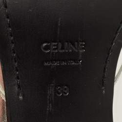 Pre Owned حذاء أوكسفورد سيليين جلد فضي معدني برباط مقاس 39