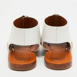 Pre Owned Celine Size 37 White Leather Zip Details Sandals