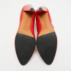 Pre Owned Celine Size 38 Red Leather Ankle Length Boots