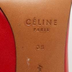 Pre Owned Celine Size 38 Red Leather Ankle Length Boots