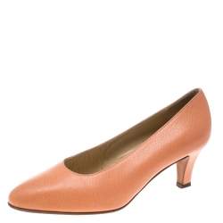 Celine Peach Pink Leather Pumps Size 37.5