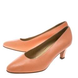 Celine Peach Pink Leather Pumps Size 37.5