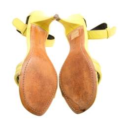 Pre Owned Celiine Yellow Leather Ankle Strap Sandals Size 37