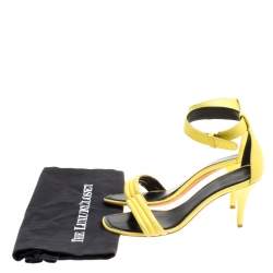 Pre Owned Celiine Yellow Leather Ankle Strap Sandals Size 37