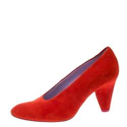 Celine Coral Red Suede Pumps Size 37