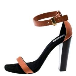 Pre Owned صندل سيلين سيور كاحل جلد بيج مقاس 38