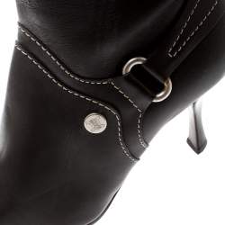 Pre Owned Celine Brown Leather Pointed Toe Knee Length Boots Size 39