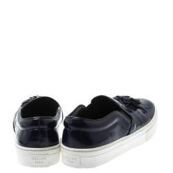 Pre Owned Celine Blue Leather Tassel Slip On Sneakers Size 38
