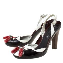 Pre Owned Celine Tri Color Tassel Leather Slingback Sandals Size 37.5