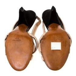 Pre Owned صندل سيلين سيور فتحة كعب جلد بيج مقاس 37