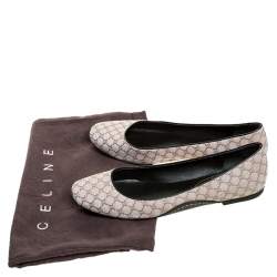 Pre Owned حذاء باليرينا فلات سيلين كانفاس مونوغرام جاكار كريمي مقاس 39