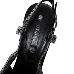 Pre Owned Celine Black Brogue Leather Tassel Slingback Sandals Size 40