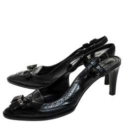 Pre Owned Celine Black Brogue Leather Tassel Slingback Sandals Size 40